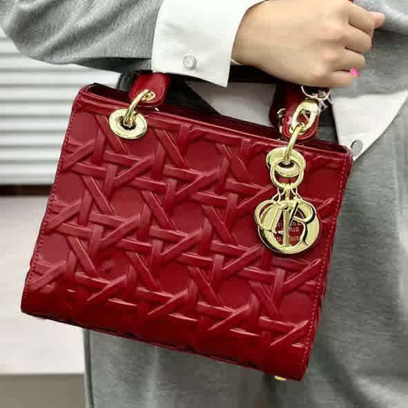 Red Lady Dior White Handbag