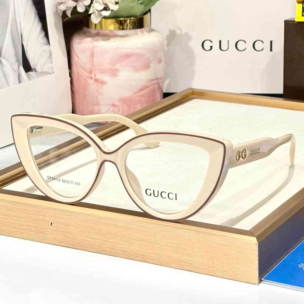White Gucci Beige Premium Women's Sunglasses
