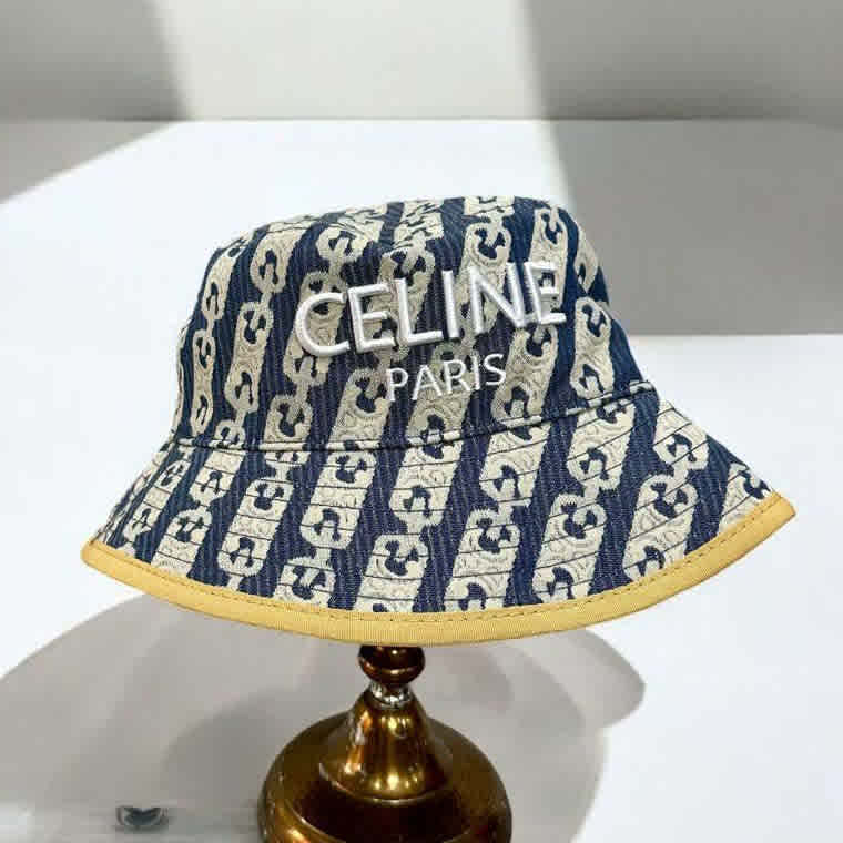 Celine White & Blue Premium Bucket Cap-1