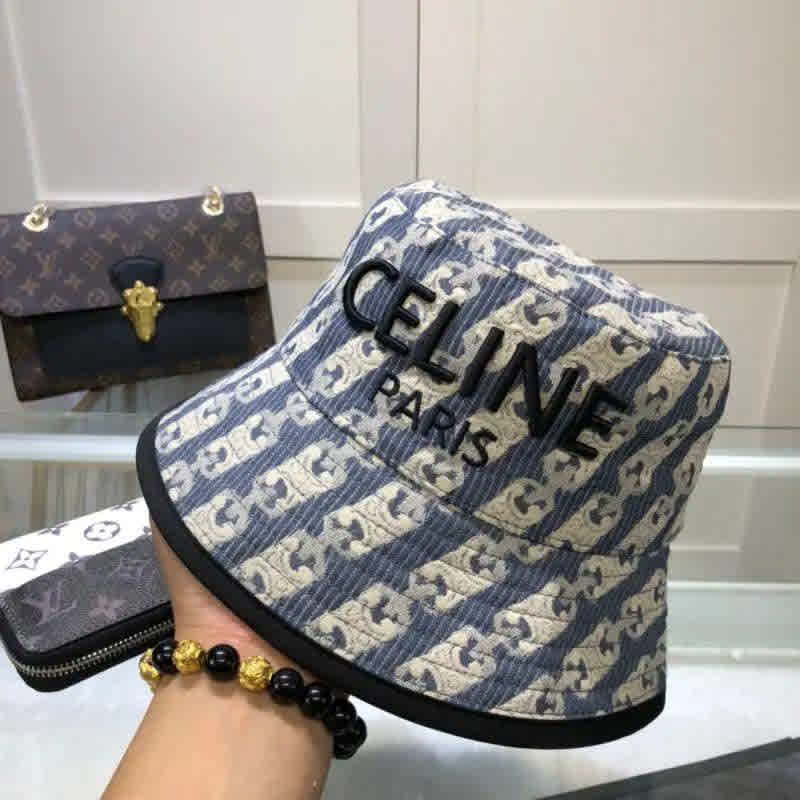 Celine Black & Blue Premium Bucket Cap-2