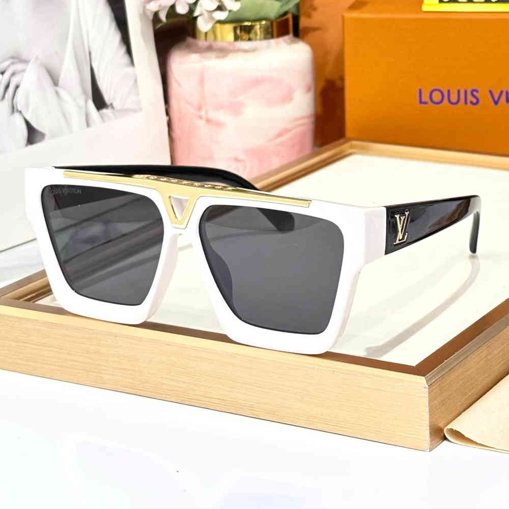 White Louis Vuitton Blue Luxury Sunglasses