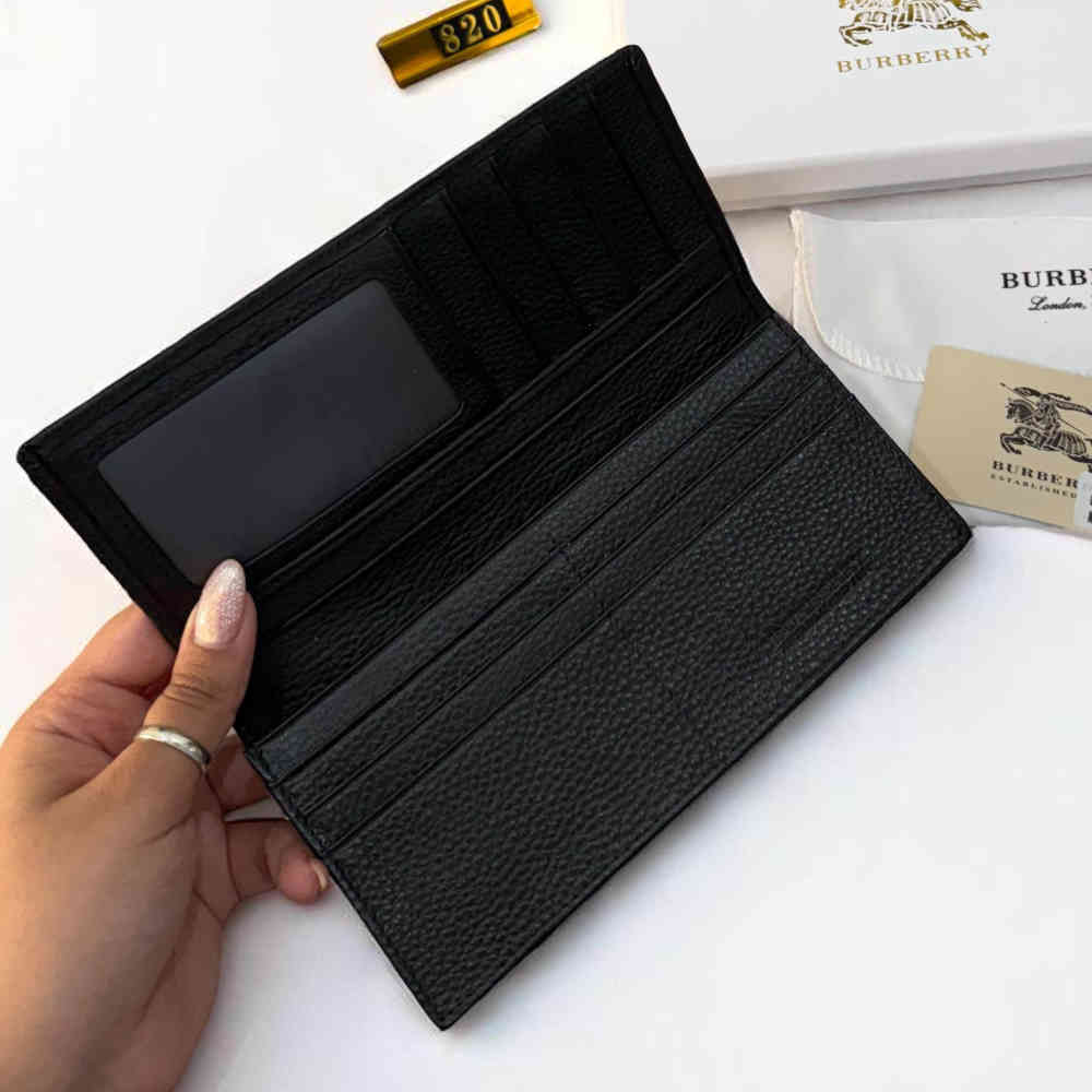 Burberry Black Leather Long Wallet-1