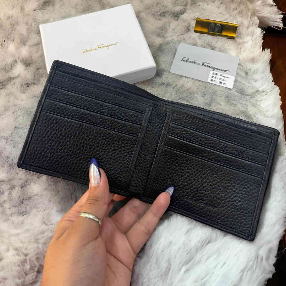 Ferragamo Black Leather Compact Wallet-3
