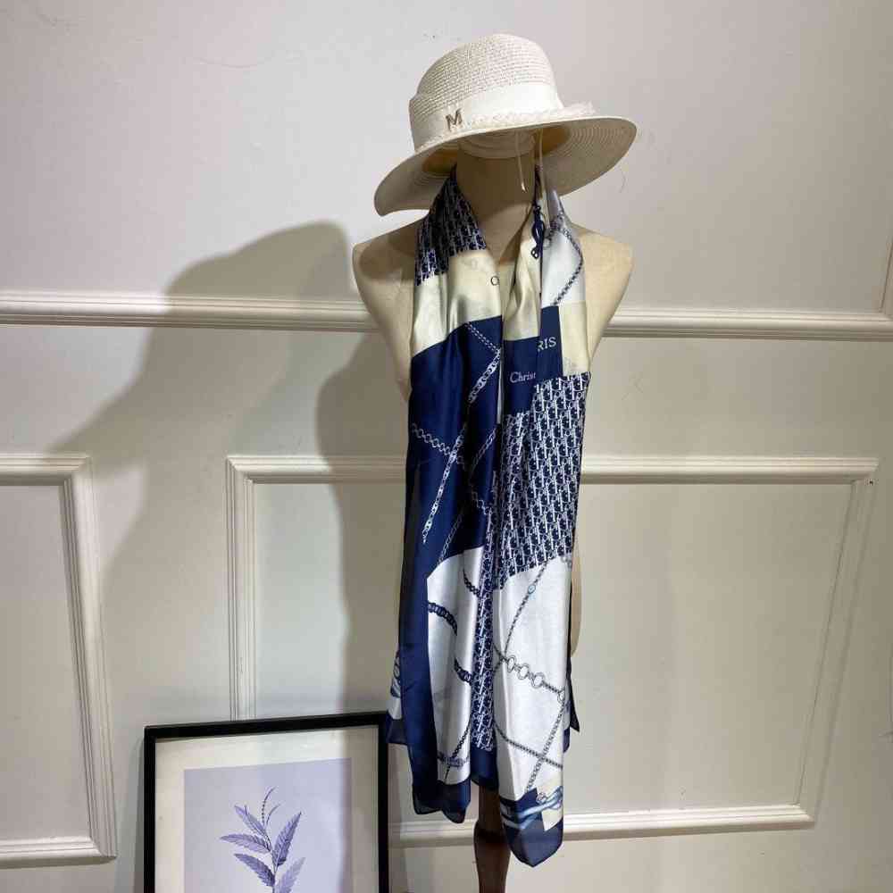Dior Premium Quality Blue Silk Stole-1