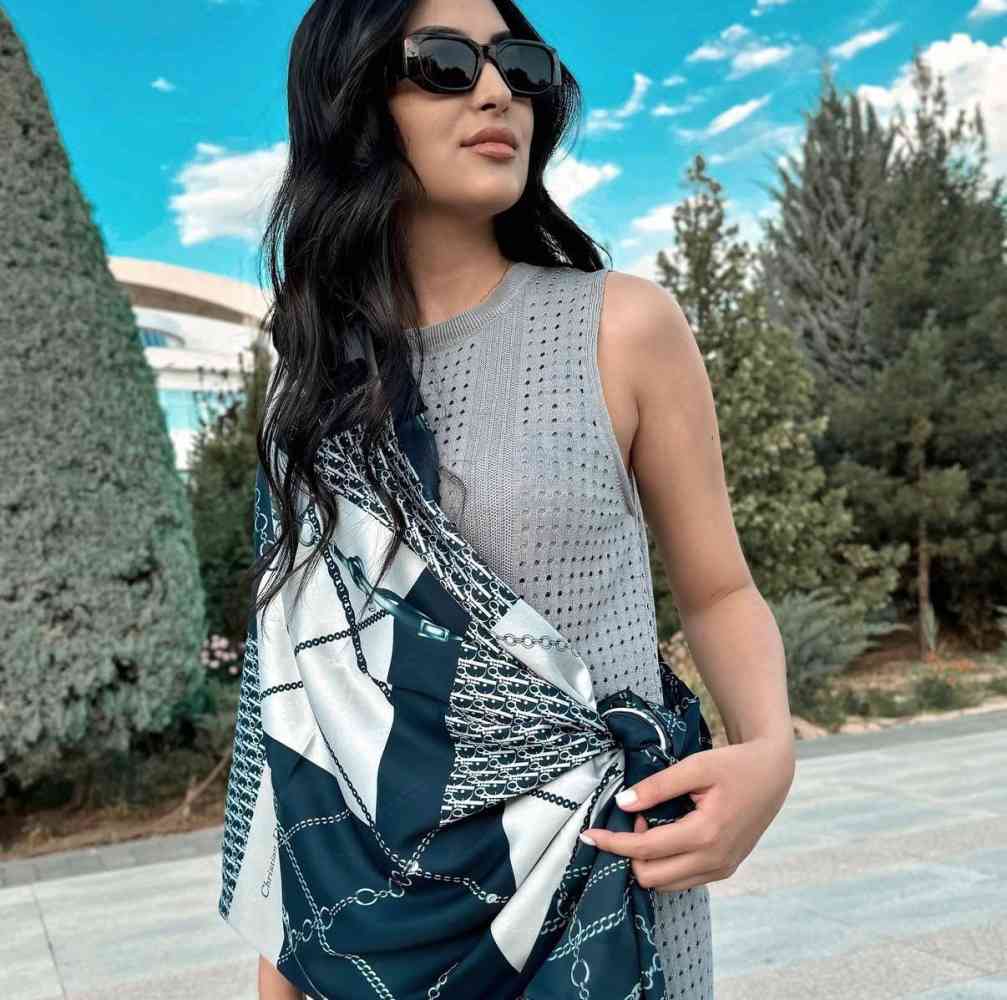 Dior Premium Quality Blue Silk Stole-5
