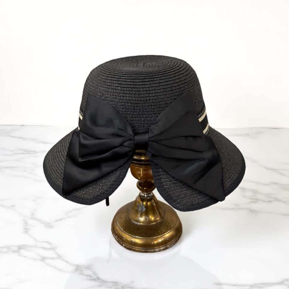 Dior Black Premium Bucket Hat With Bow-1