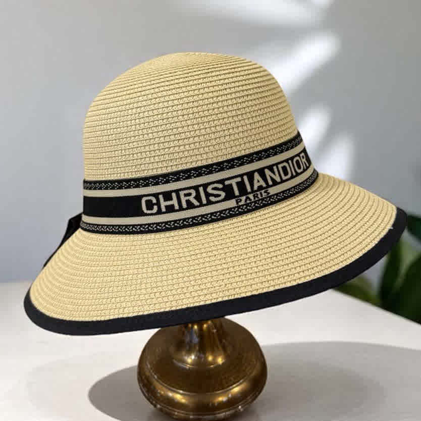 Cream Dior Black Premium Bucket Hat With Bow