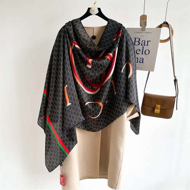 Gucci Designer Black Silk Stole-2