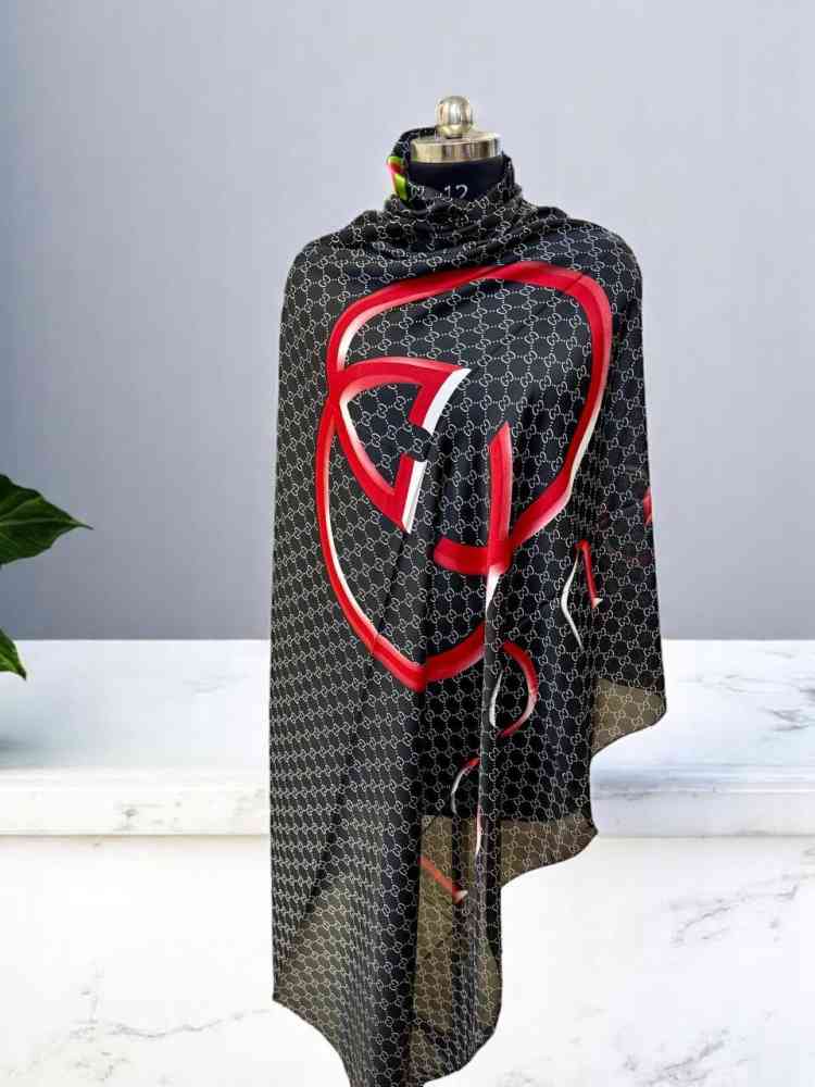 Gucci Designer Black Silk Stole-4