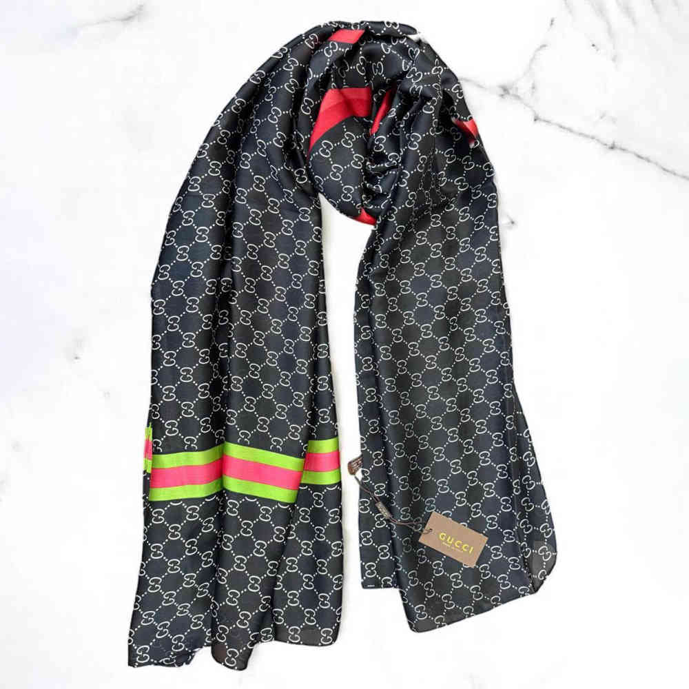 Gucci Designer Black Silk Stole-1