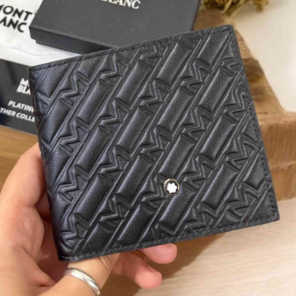 Mont Blanc Black Leather Compact Wallet-thumb-1