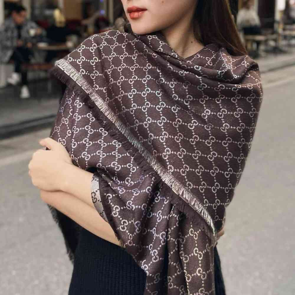 Gucci Designer Beige Silk Stole-1
