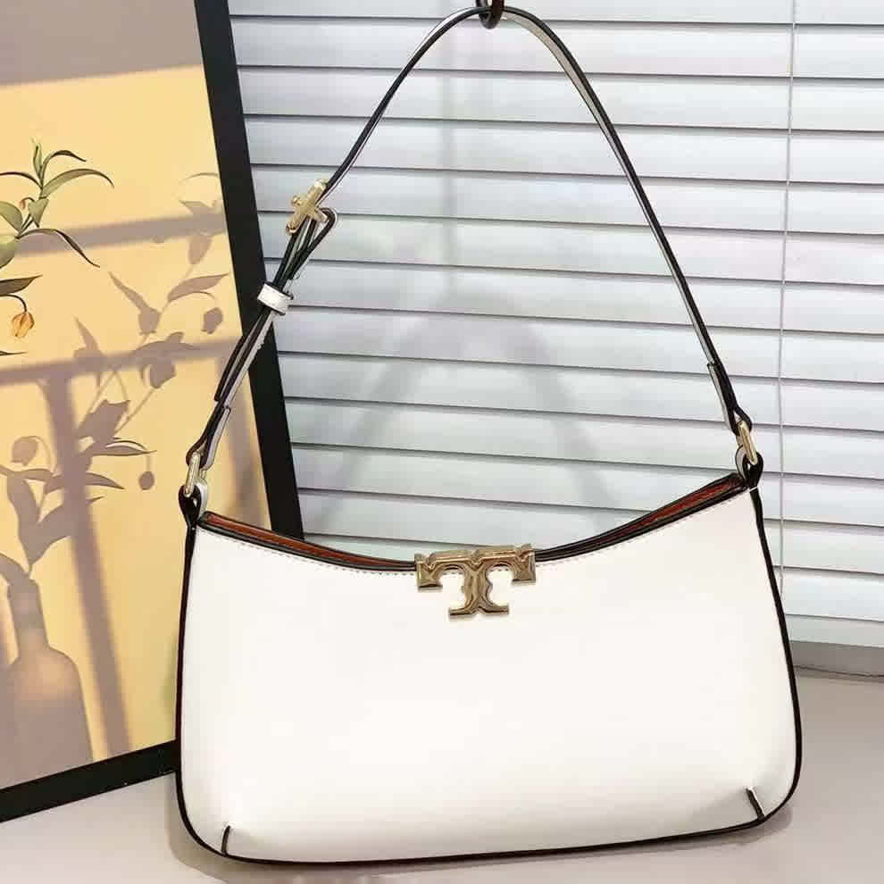 White Tory Burch Small Eleanor Black Shoulder Bag