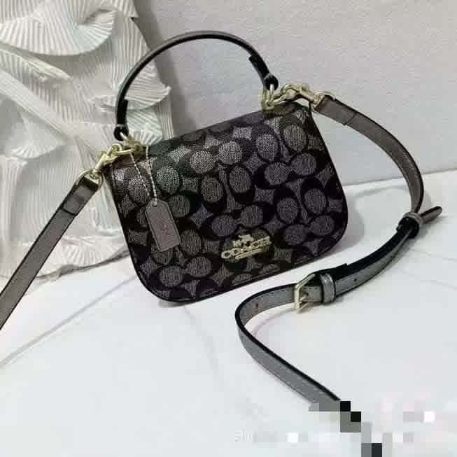Black Coach Lysa  Beige Top Sling Bag