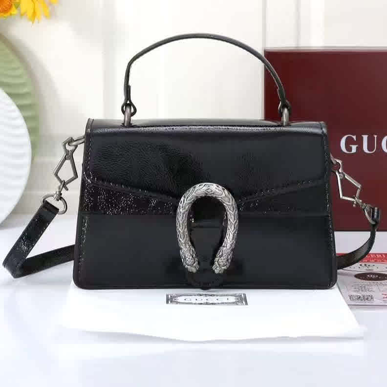 Black Gucci Dionysus White Handle Bag