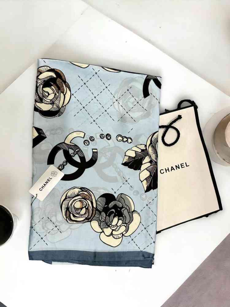Chanel Premium Quality Blue Silk Stole-thumb-1