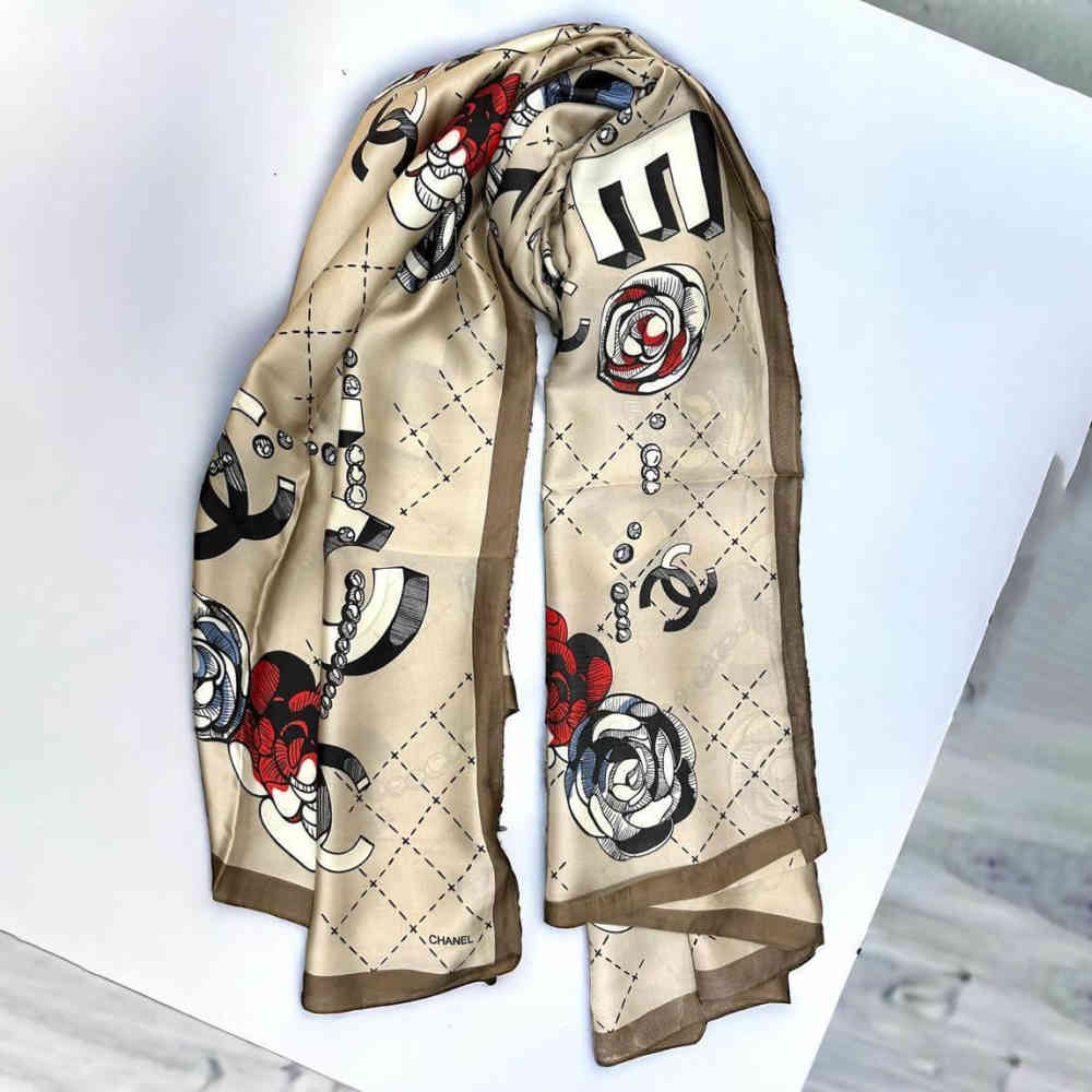 Beige Chanel Premium Quality Pink Silk Stole