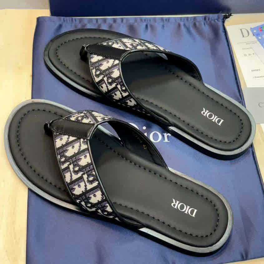 Dior Black Premium Alias Flip-flops