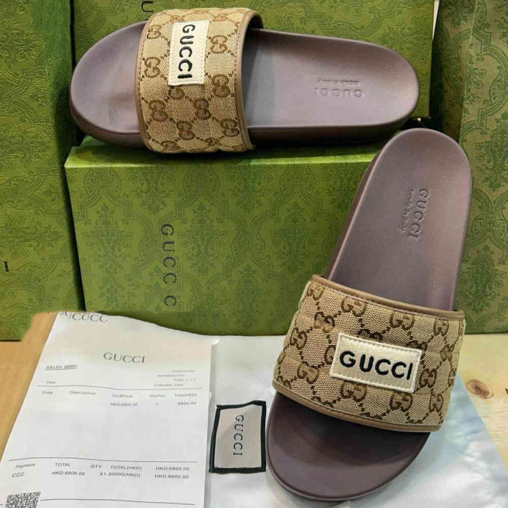 Brown Gucci GG Canvas Blue Men's Flip-flops