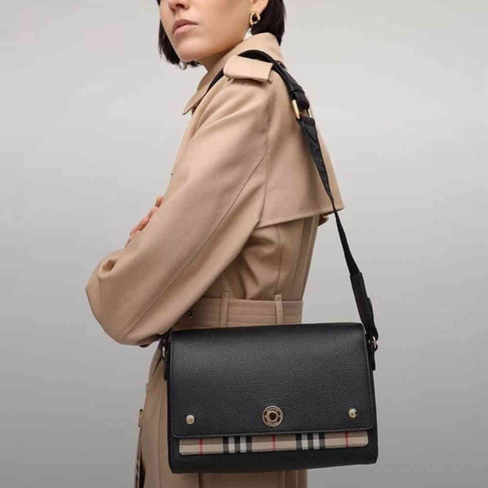 Black Burberry Vintage Note check Brown Sling Bag