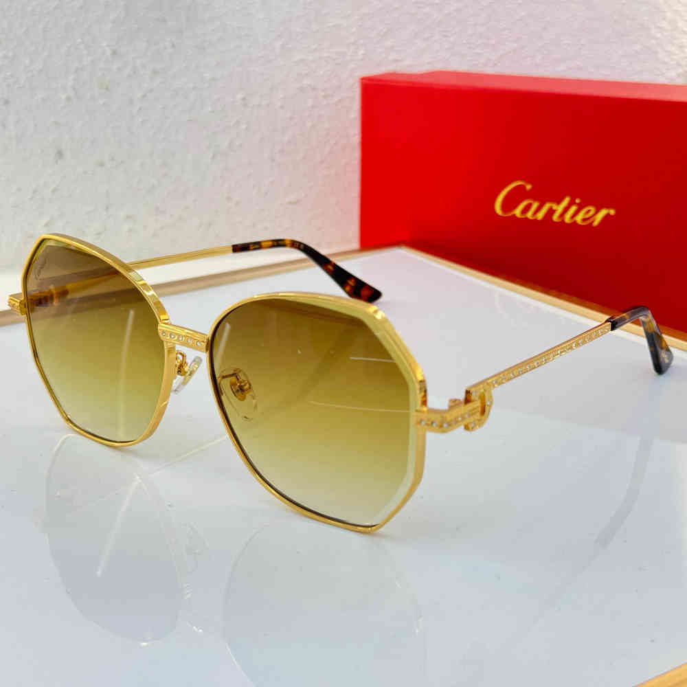Golden Cartier Blue Premium Women's Sunglasses