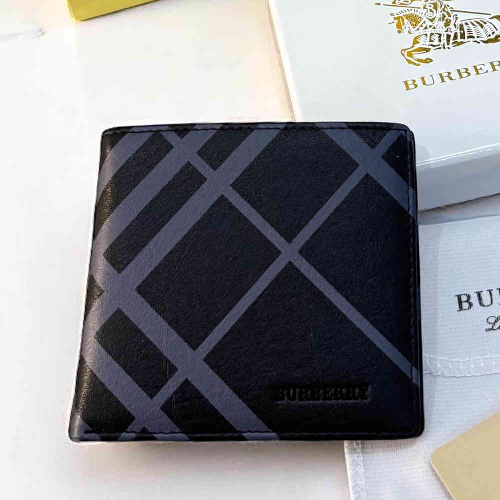 Burberry Black Check and Leather Bifold Wallet-thumb-0