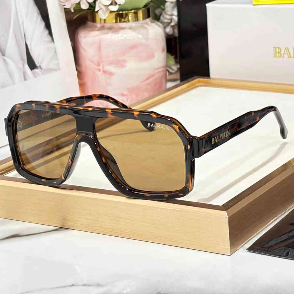 Dark Brown Balmain Green Luxury Sunglasses
