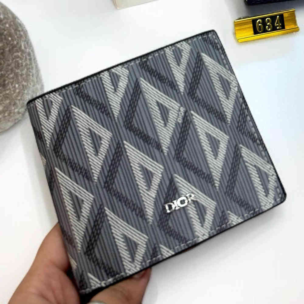 Dior Grey Check and Leather Bifold Wallet-2