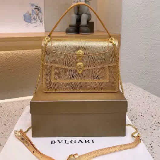 Golden Bvlgari Serpenti Snake Top Silver HandBag