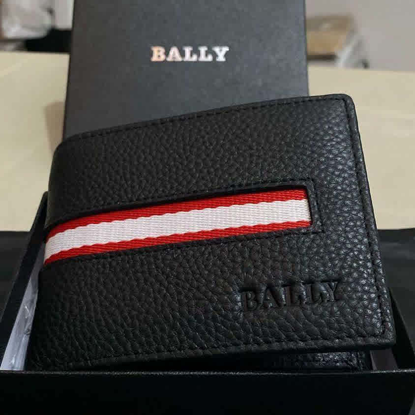 Bally Black Leather Compact Wallet-thumb-1