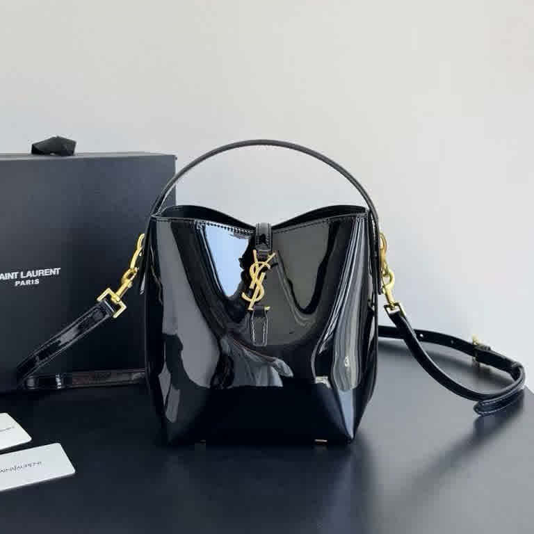 Black Saint Laurent Le 37 Wine Bucket Bag
