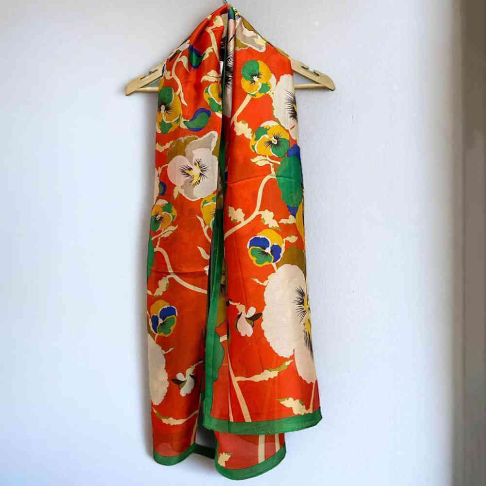 Kenzo Designer Orange Silk Stole-2