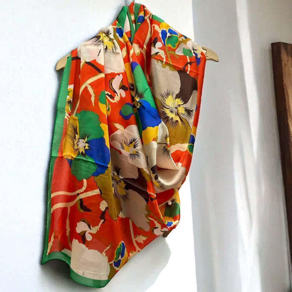 Kenzo Designer Orange Silk Stole-1