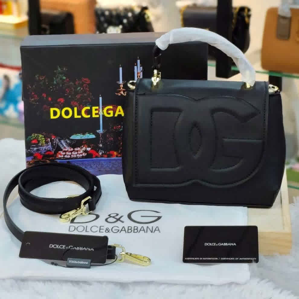 Dolce & Gabbana DG Embossed Top Handle Black Sling Bag-thumb-0