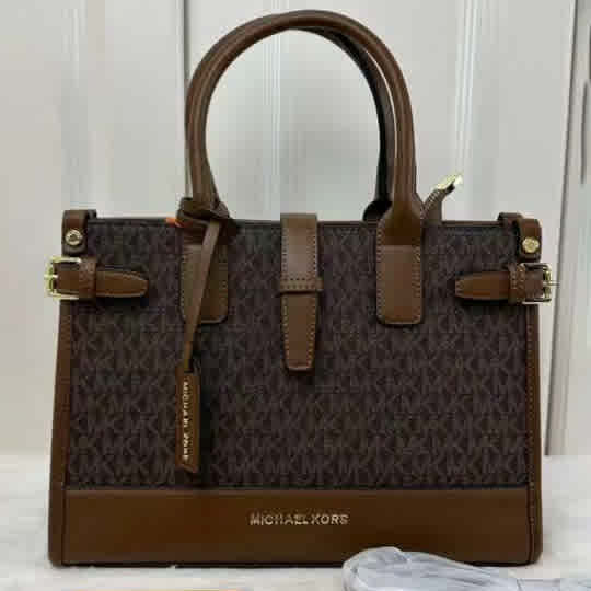 Dark Brown Michael Kors Beige Tote Bag