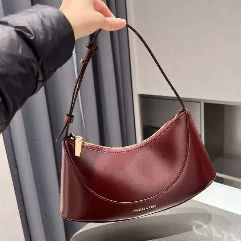 Wine Charles & Keith Sigrid Pink Shoulder Bag