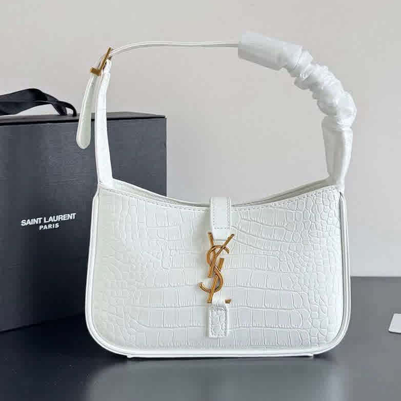 White YSL Womens Le 5 a 7 Black Hobo Bag