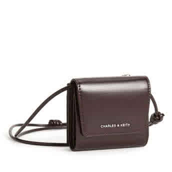 Wine Charles & Keith Irie Black Wallet Cum Nano Sling Bag