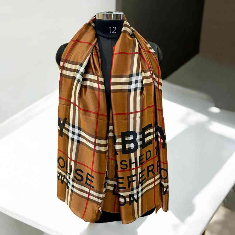 Burberry Designer Brown Silk Stole-1