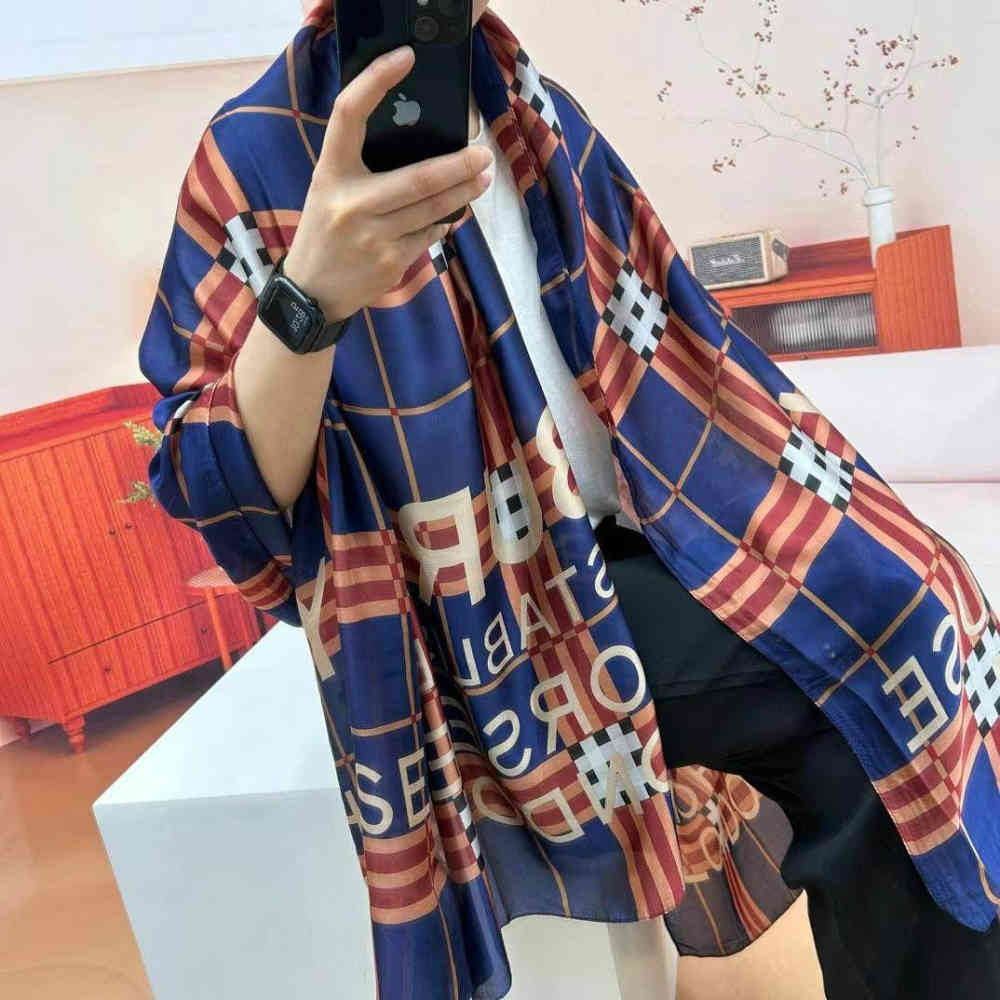 Burberry Designer Blue Silk Stole-2