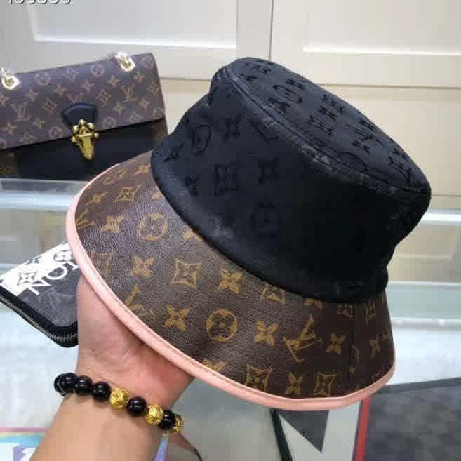 Black Louis Vuitton Beige All Season Bucket Hat