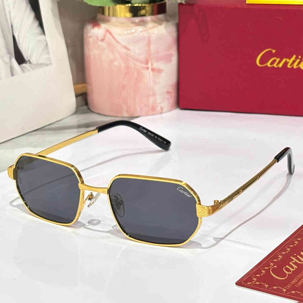 Black & Golden Cartier Green Premium Women's Sunglasses