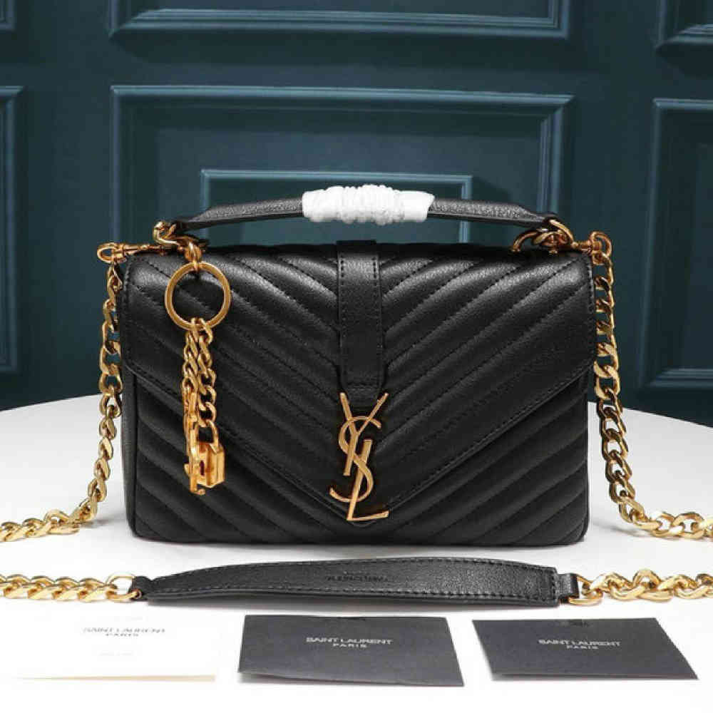 Black YSL Classic Messenger Wine Sling Bag