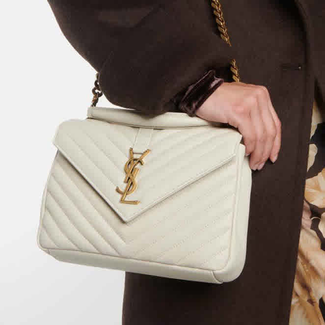 White YSL Classic Messenger Wine Sling Bag