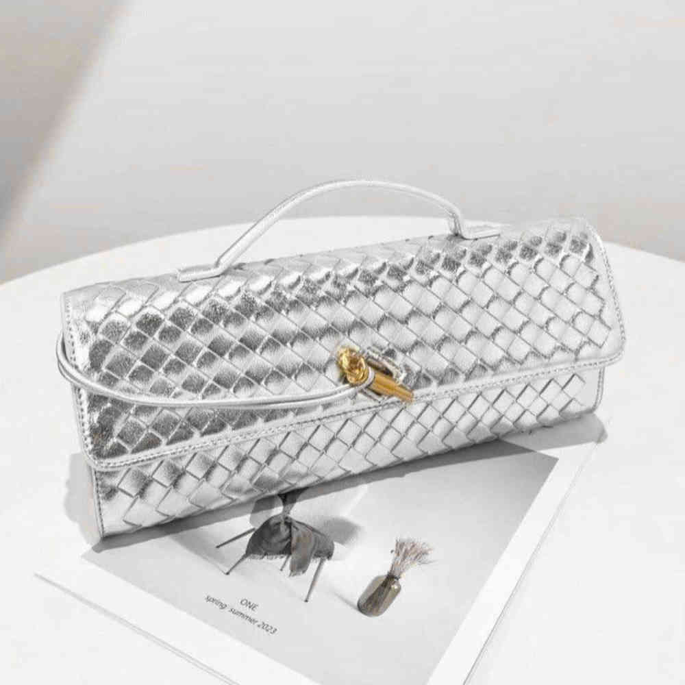 Bottega Veneta Long Andiamo Silver Handbag-2