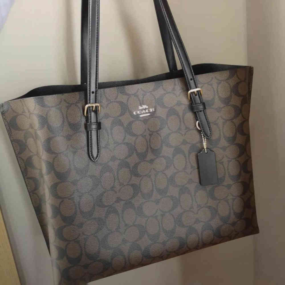 Brown & Black Coach Mollie Signature Large Black Tote Bag