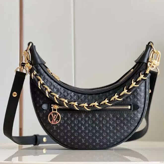 Louis Vuitton Vintage Loop Emossed Black Shoulder Cum Sling Bag-thumb-2