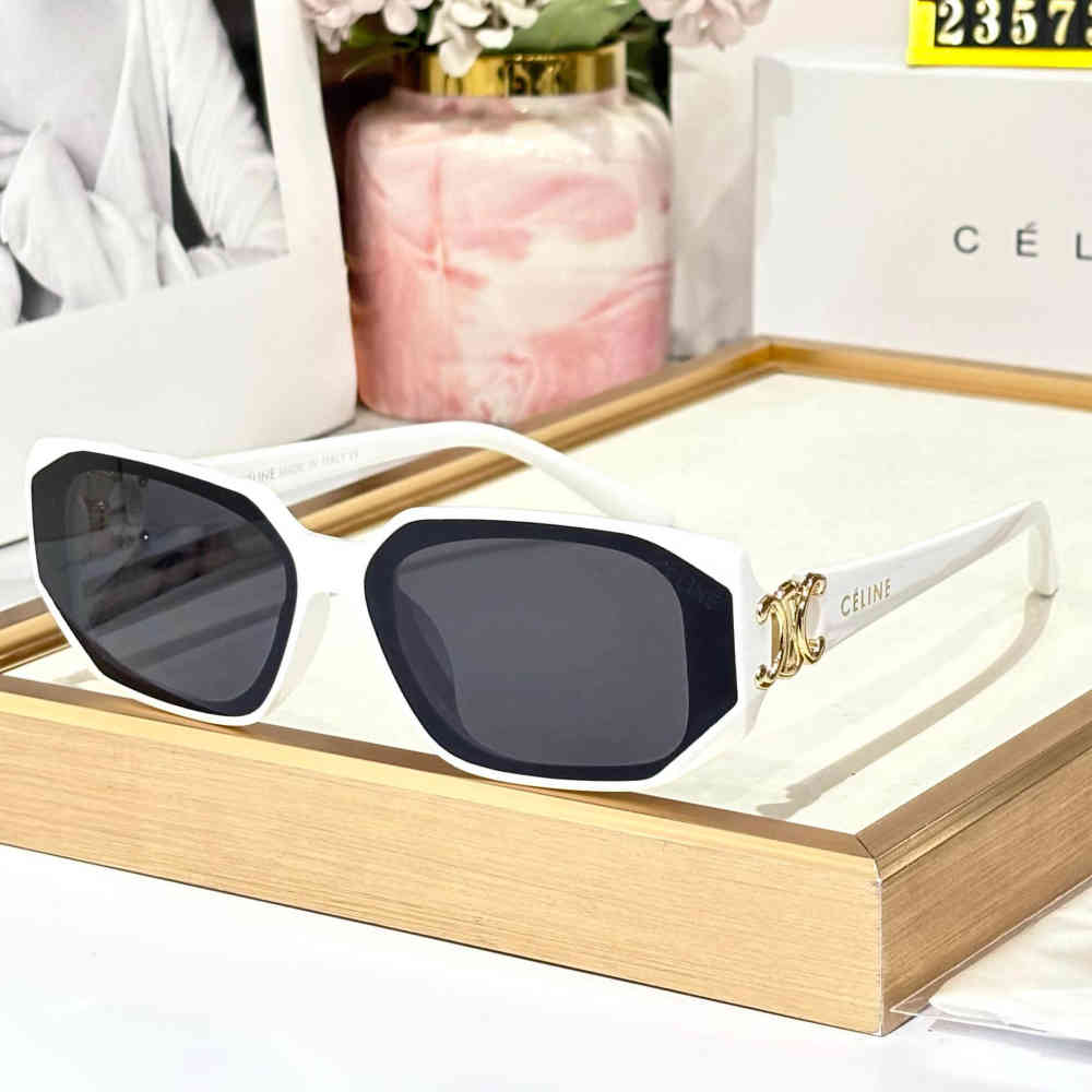 White Celine Brown Print Premium Women's Sunglasses