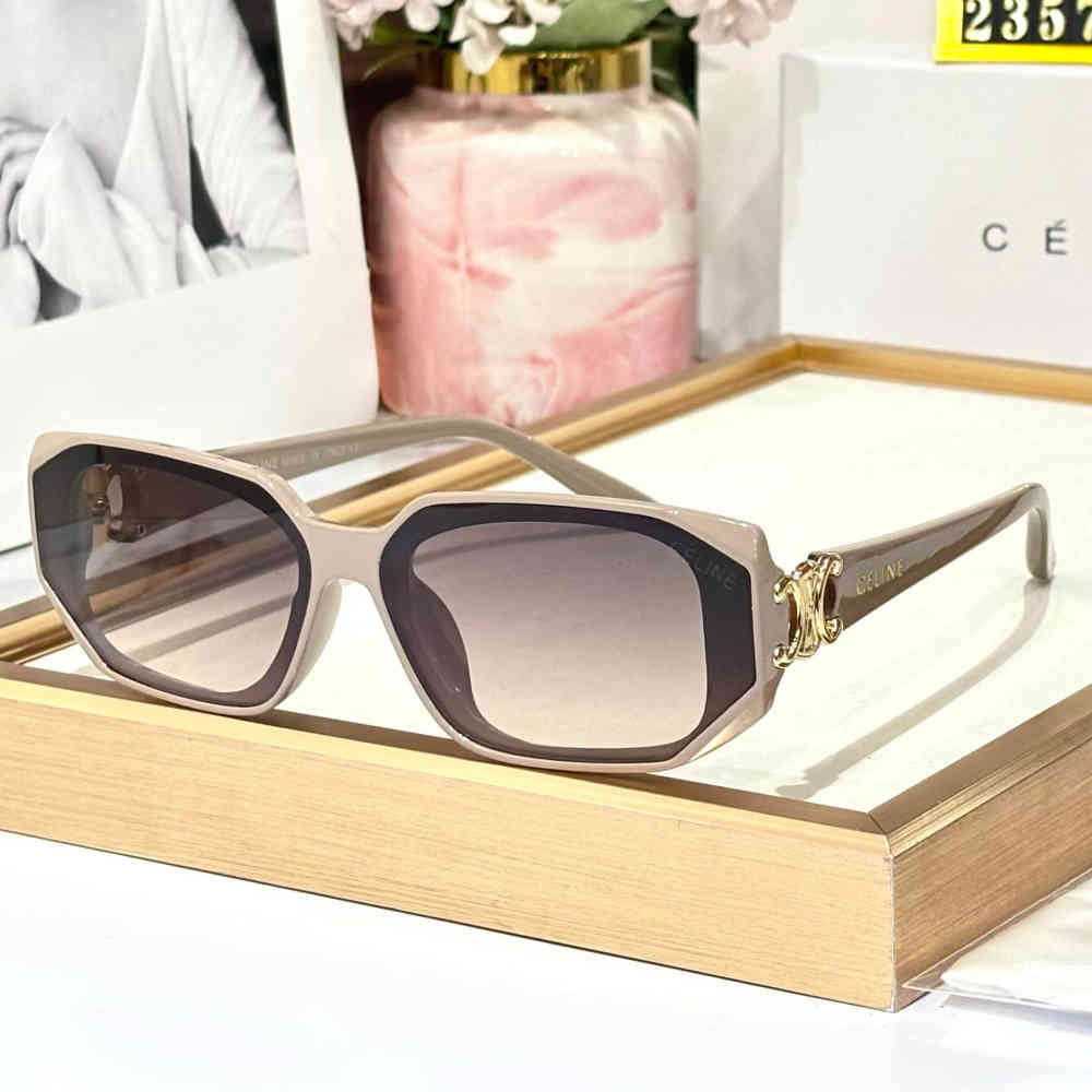 Beige Celine Brown Print Premium Women's Sunglasses
