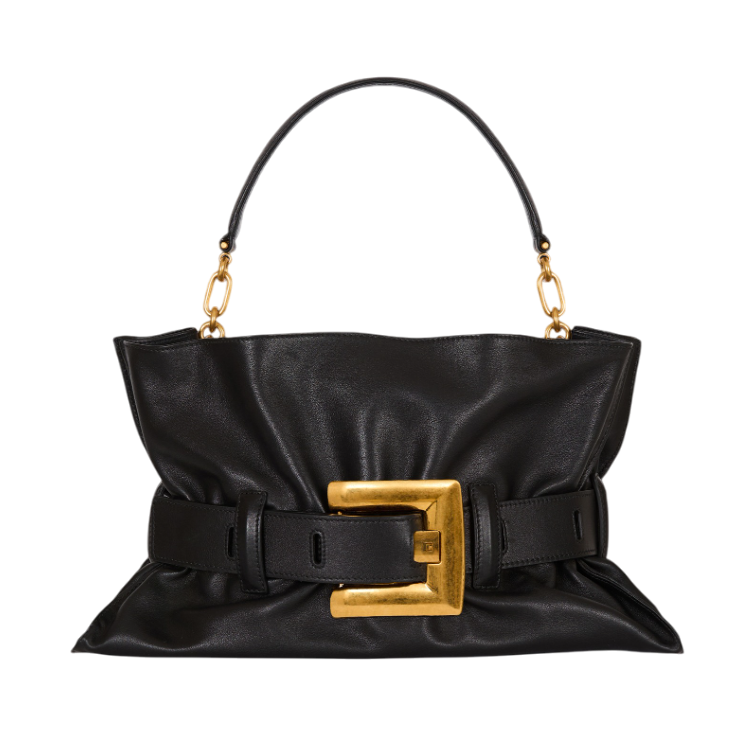 Black Balmain Anthem White Shoulder Bag